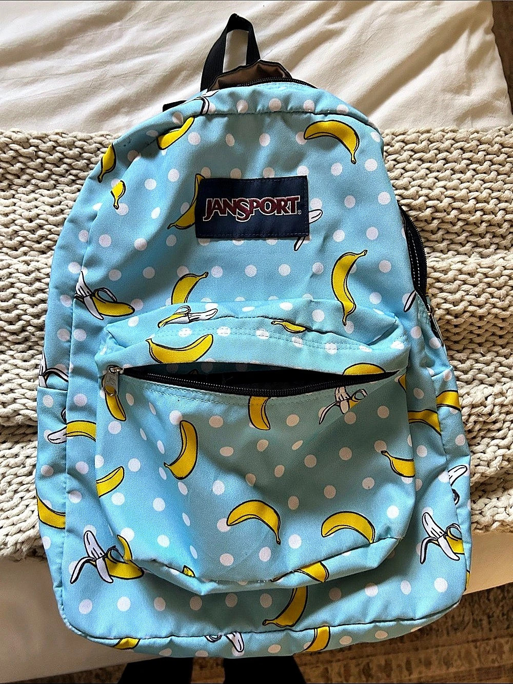 JanSport SuperBreak Banana Print Backpack Blue & Yellow